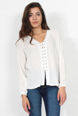 Amira White Tie Front Top-Tops