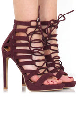 Angel Oxblood Caged Platform heels-Heels