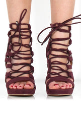 Angel Oxblood Caged Platform heels-Heels