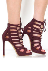 Angel Oxblood Caged Platform heels-Heels