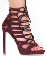 Angel Oxblood Caged Platform heels-Heels