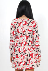 Angelica Beige Snowman Swing Dress-Dresses