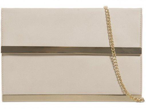 Anika Gold Trim Faux Leather Clutch Bag-Bags