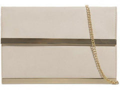Anika Gold Trim Faux Leather Clutch Bag-Bags
