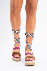 Animal Multi Print Lace Up Platform Wedges - Camara-Wedges