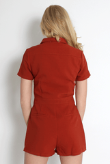 Anita Rust Zip Front Playsuit-Playsuits