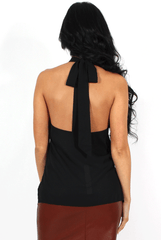 Annie Black Halterneck Low Back Top-Tops