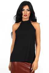 Annie Black Halterneck Low Back Top-Tops