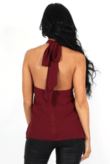 Annie Wine Halterneck Low Back Top-Tops