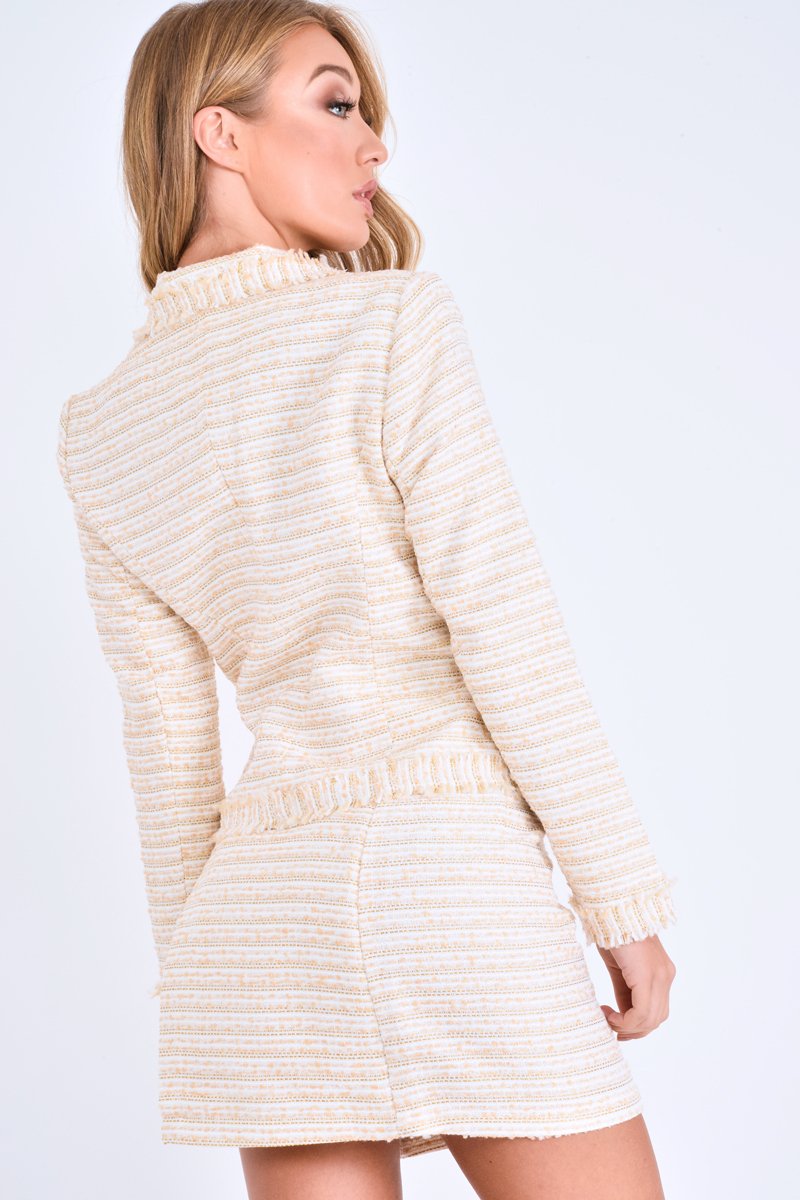 Apricot And Cream Tweed Blazer And Skirt Co-ord - Carah-Co-ords