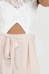 Apricot Lace Pleated Cut Out Playsuit - Renata-Playsuits
