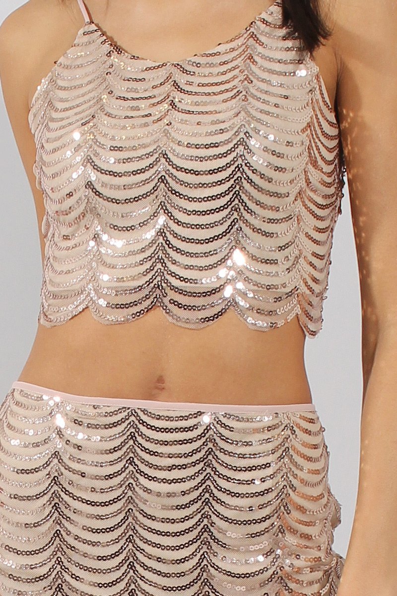 Apricot Sequin Crop Top - Lyle-Co-ords