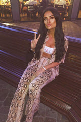 Apricot Snake Print Shirt And Flared Trousers Co-ord - Fryda-Co-ords