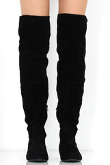 Asher Black Suede Over The Knee Boots-Boots