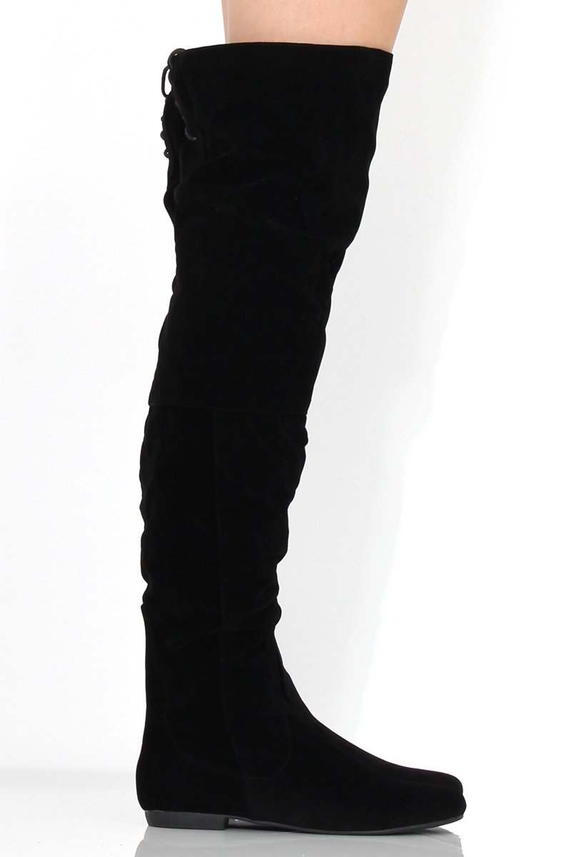 Asher Black Suede Over The Knee Boots-Boots