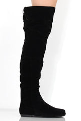 Asher Black Suede Over The Knee Boots-Boots