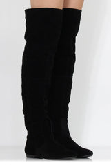 Asher Black Suede Over The Knee Boots-Boots