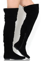 Asher Black Suede Over The Knee Boots-Boots