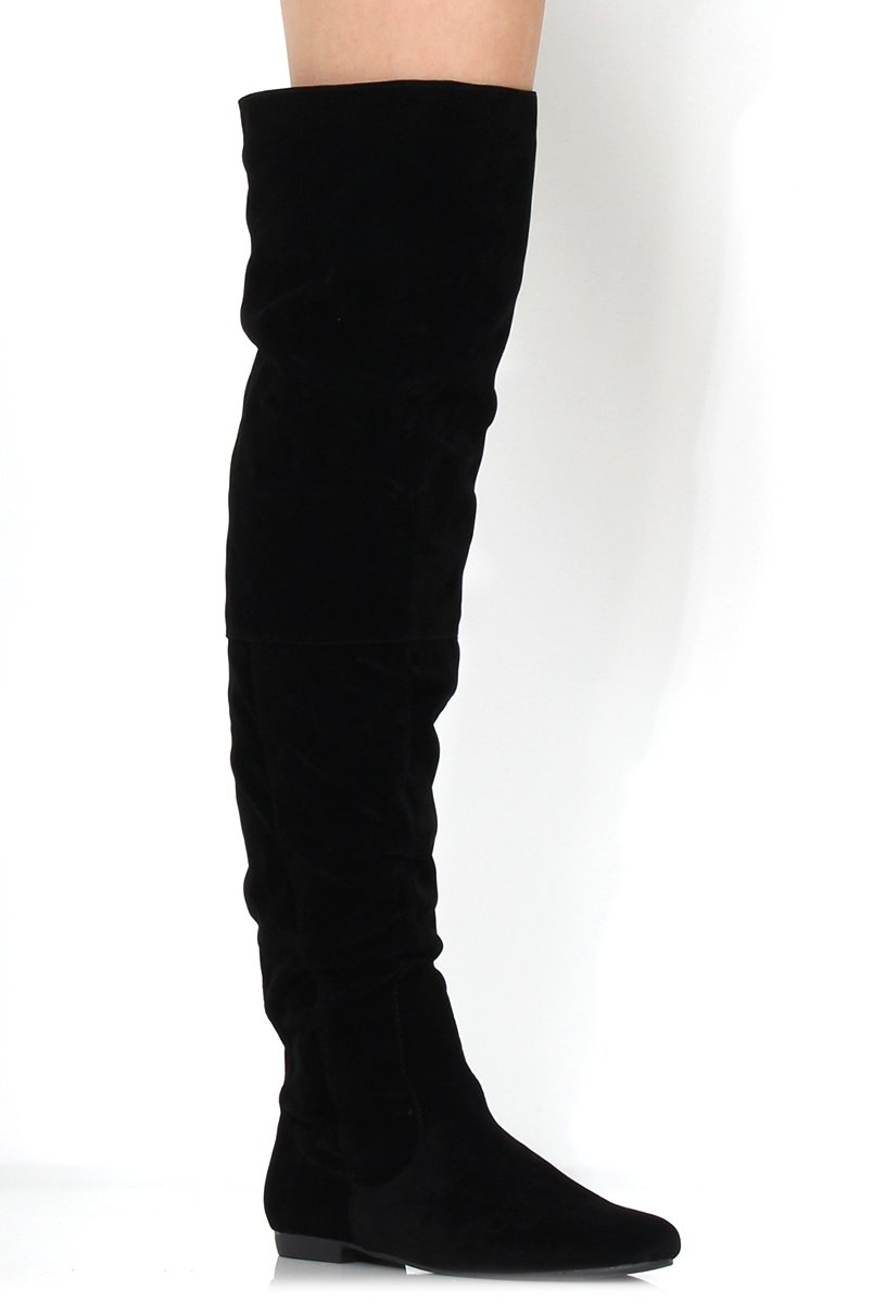 Asher Black Suede Over The Knee Boots-Boots