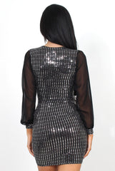 Ashina Black glitter Bodycon Dress-Dresses