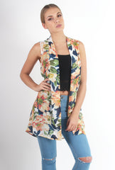 Ashleigh Floral Sleeveless Jacket-Jackets