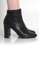 Ashlie Black Snakeskin Ankle Boots-Boots