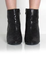 Ashlie Black Snakeskin Ankle Boots-Boots