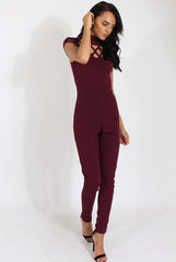 Aubergine Cage Detail Jumpsuit - Aurelia-Jumpsuits