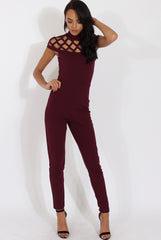Aubergine Cage Detail Jumpsuit - Aurelia-Jumpsuits