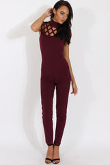 Aubergine Cage Detail Jumpsuit - Aurelia-Jumpsuits