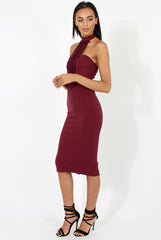 Aubergine Choker Bandeau Mesh Dress - Alva-Dresses
