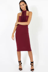 Aubergine Choker Bandeau Mesh Dress - Alva-Dresses