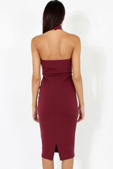 Aubergine Choker Bandeau Mesh Dress - Alva-Dresses