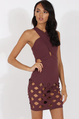 Aubergine Cut Out Cage Dress - Petal-Dresses