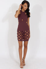 Aubergine Cut Out Cage Dress - Petal-Dresses