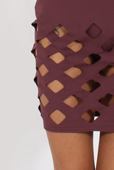 Aubergine Cut Out Cage Dress - Petal-Dresses