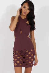 Aubergine Cut Out Cage Dress - Petal-Dresses
