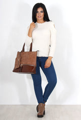 Auden Beige Cold Shoulder Top-Tops