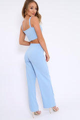 Baby Blue Crop Top and Trousers Co-ord Set - Kimmy-Co-ords