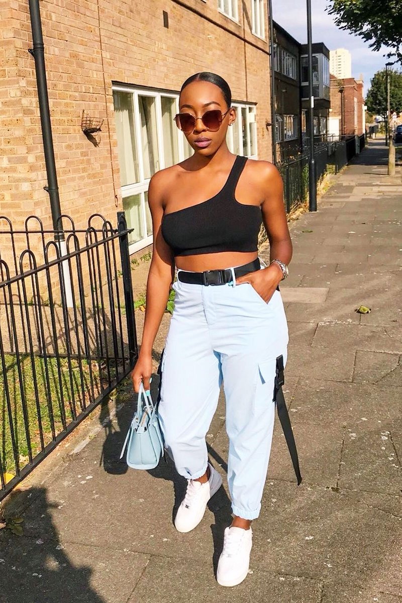 Baby Blue Utility Buckle Trouser - Zarie-Trousers