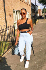 Baby Blue Utility Buckle Trouser - Zarie-Trousers