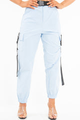 Baby Blue Utility Buckle Trouser - Zarie-Trousers