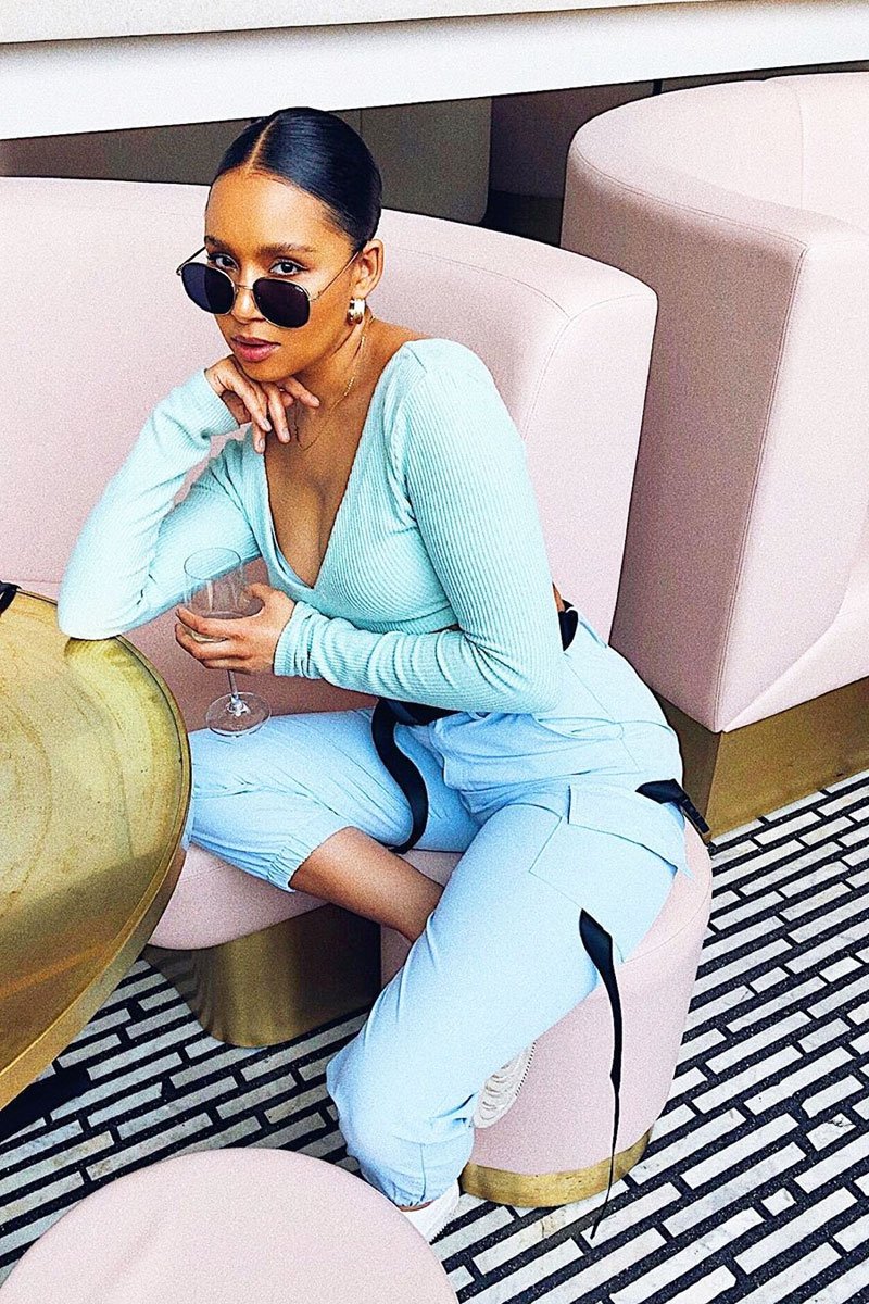 Baby Blue Utility Buckle Trouser - Zarie-Trousers
