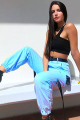 Baby Blue Utility Buckle Trouser - Zarie-Trousers