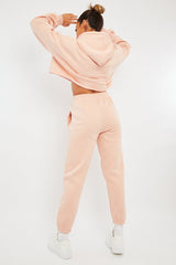 Baby Pink Cropped Oversized Hoodie and Joggers Co-ord - Karenza-Loungewear