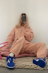 Baby Pink Cropped Oversized Hoodie and Joggers Co-ord - Karenza-Loungewear