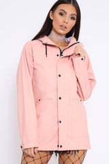 Baby Pink Hooded Rain Jacket - Fox-Jackets