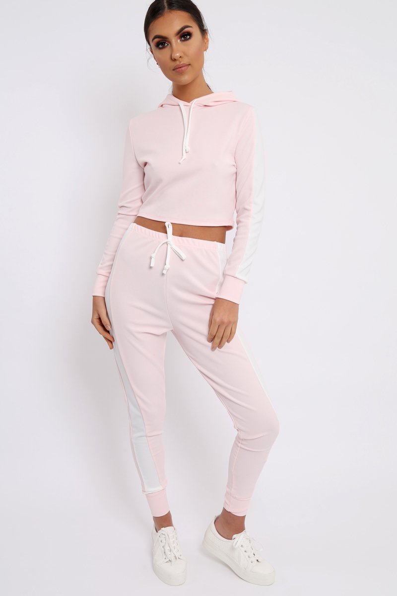 Baby Pink Tracksuit with White Stripe - Sascha – Rebellious Fashion