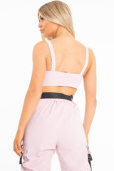 Baby Pink Utility Buckle Bralet and Trouser Set - Aaira-Bralets