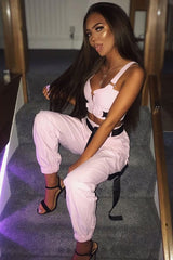 Baby Pink Utility Buckle Bralet and Trouser Set - Aaira-Bralets